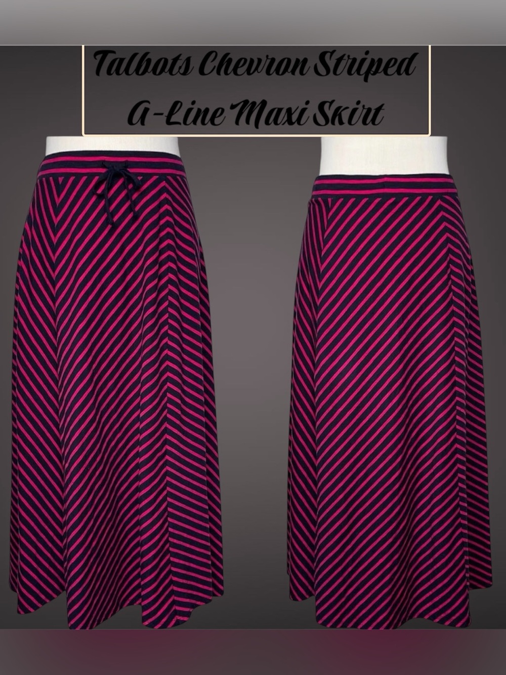 Talbots Chevron Striped A-Line Maxi Skirt - Red/Black